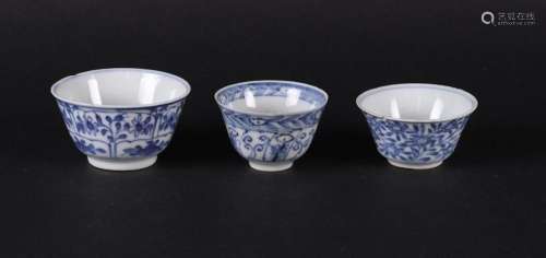 Three various porcelain bowls, all with floral decor. China,...