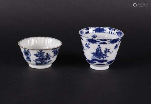 Two various porcelain bowls with honeycomb in relief, both w...