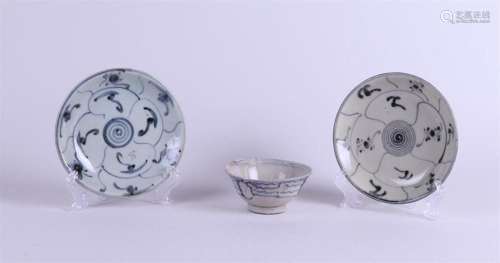 A lot of two Swatow plates and a bowl. China, 19th century.