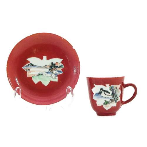 A Ruby Glaze Cup and Saucer