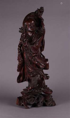 A large wooden sculpture of Shou Lao. China, 1st half 20th c...