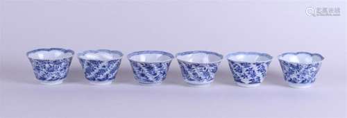 A set of (6) lobed porcelain bowls with floral decor in comp...