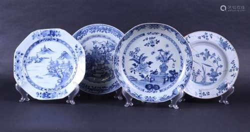 A lot of four porcelain plates with various decors. China, 1...