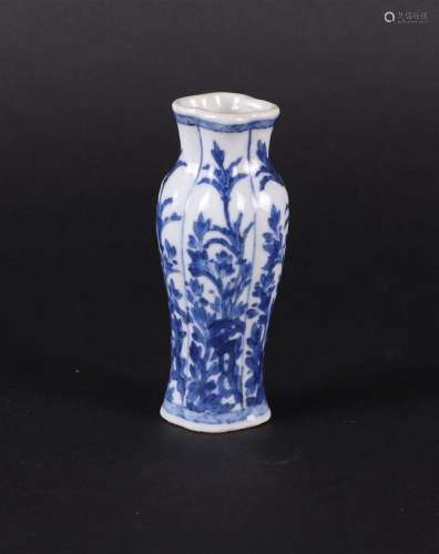 A porcelain shoulder vase 4-pass shaped lobed with rich flow...