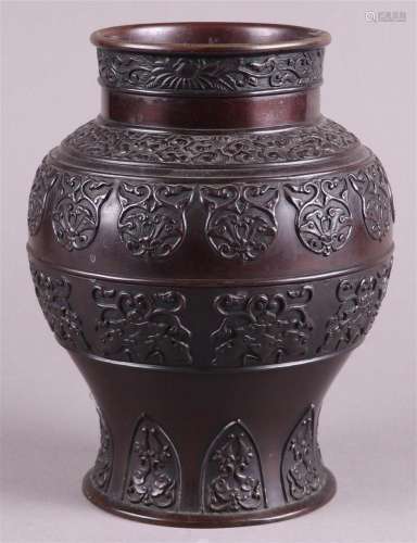A bronze vase decorated with various motifs. China, 19th cen...