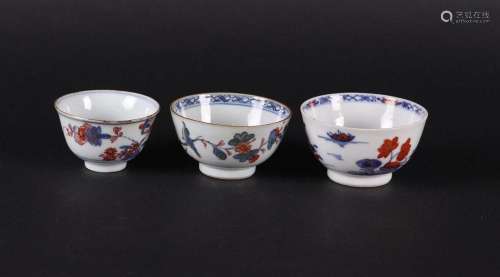 Three various porcelain Imari bowls, all with floral decor. ...