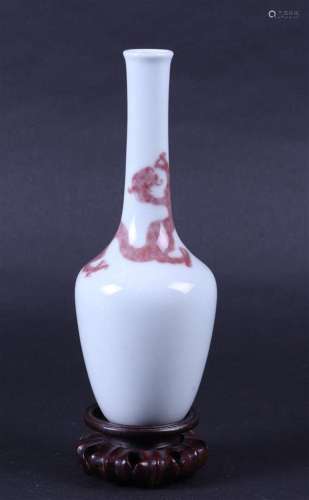 A porcelain pipe vase with Iron red decoration of a dragon, ...