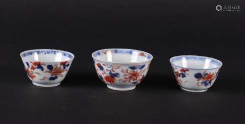 Three various porcelain Imari bowls, all with floral decor. ...