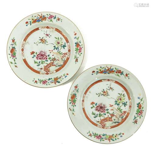 A Pair of Famille Rose Plates