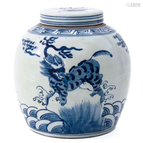 A BLue and White Pot with Cover