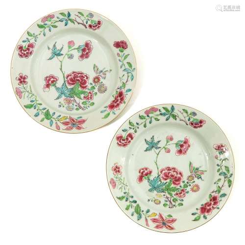 A Pair of Famille Rose Plates