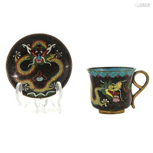 A Cloisonne Cup and Saucer