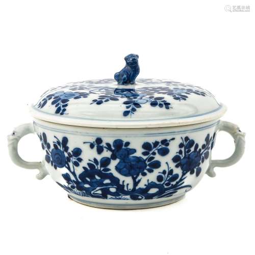 A Blue and White Covered Serving Dish