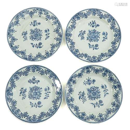 A Series of 4 Blue and White Plates