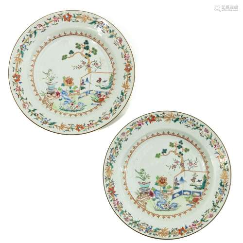 A Pair of Famille Rose Plates