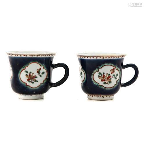 A Pair of Famille Verte Cups