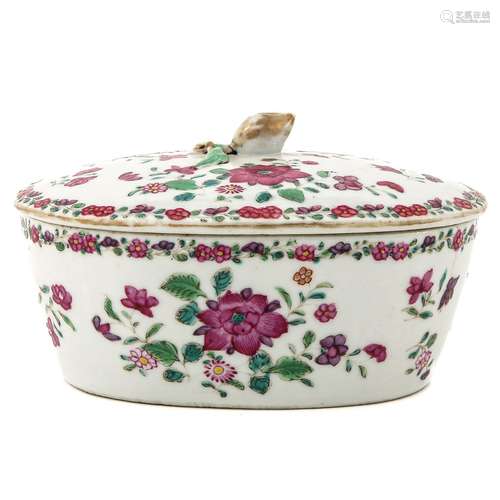 A Famille Rose Covered Butter Dish