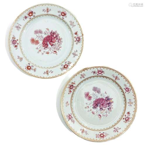 A Pair of Famille Rose Plates