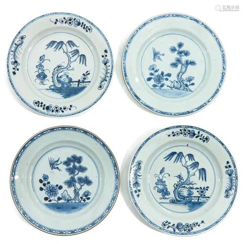 A Collection of 4 Blue and White Plates