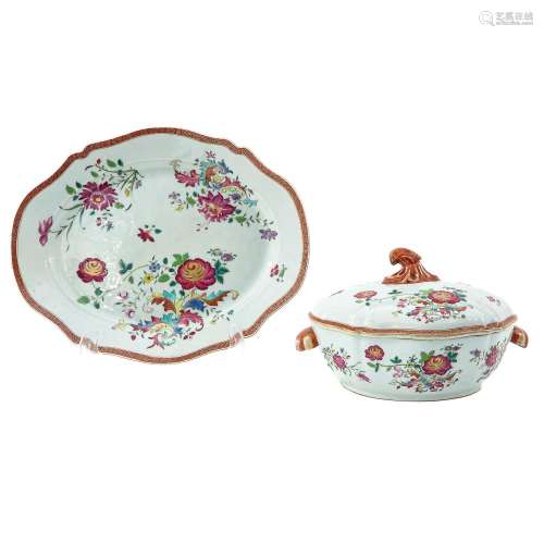 A Famille Rose Tureen and Tray