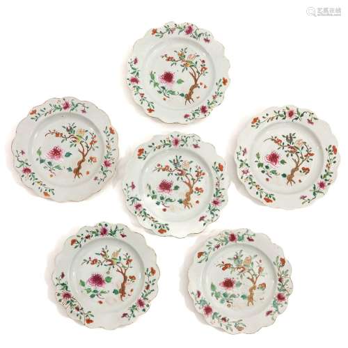 A Series of 6 Famille Rose Plates