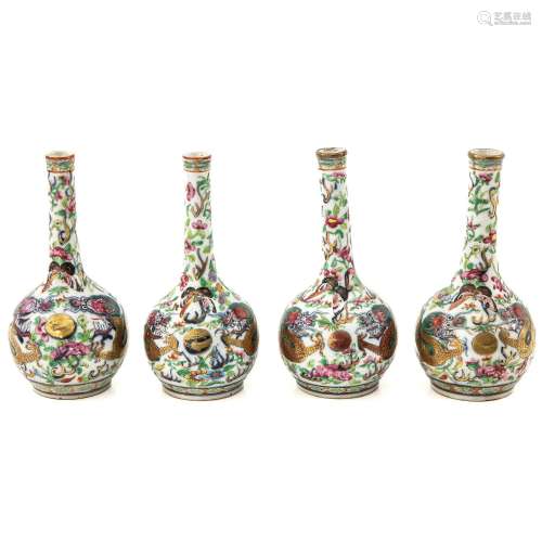 A Series of 4 Famille Rose Vases
