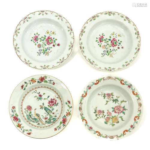 A Collection of 4 Famille Rose Plates