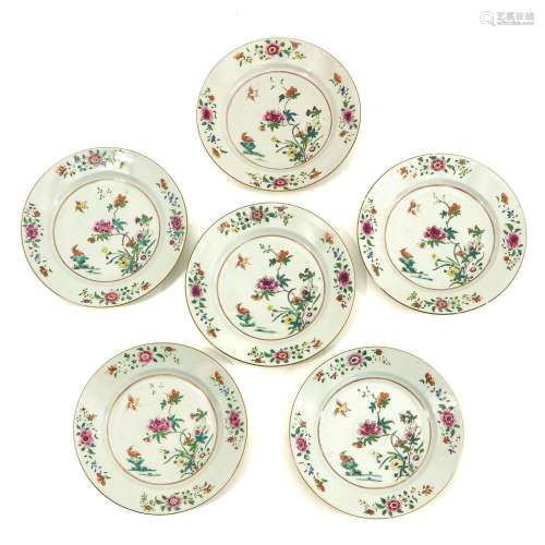 A Series of 6 Famille Rose Plates