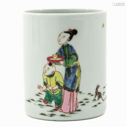 A Famille Rose Brush Pot