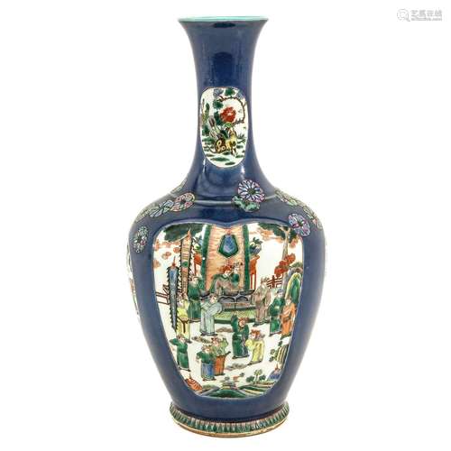 A Powder Blue and Famille Verte Vase