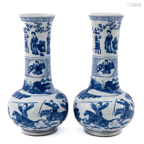 A Pair of Blue and White Vases