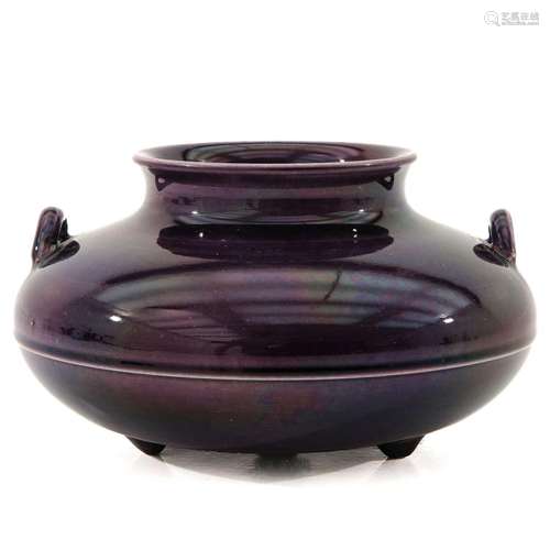 A Purple Glazed Tripod Censer