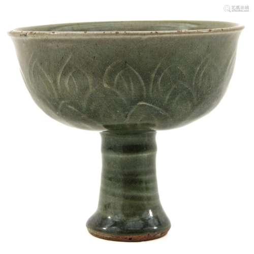 A Celadon Glazed Stem Cup