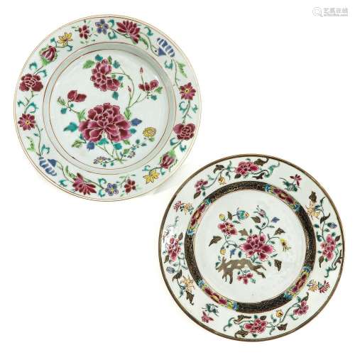 A Lot of 2 Famille Rose Plates