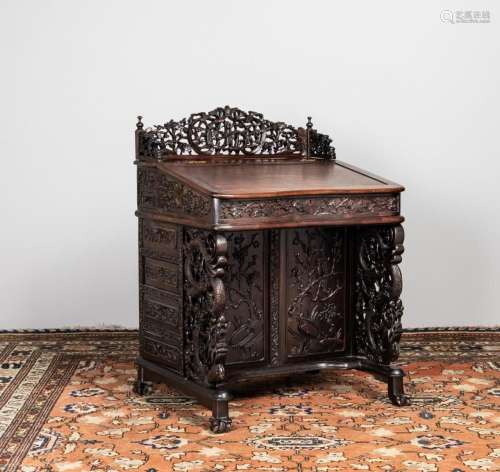 A Chinese hardwood Davenport desk, 40 x 29 x 26 in. (101.6 x...