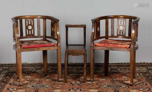 A pair of Chinese tub shaped armchairs
