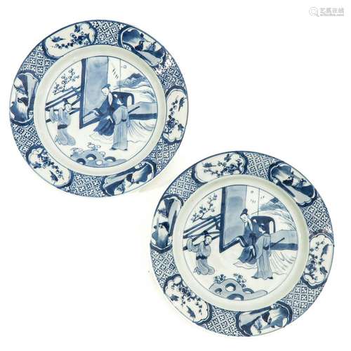 A Pair of Blue and White Plates