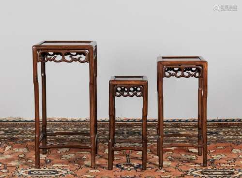 A nest of three Chinese hardwood tables