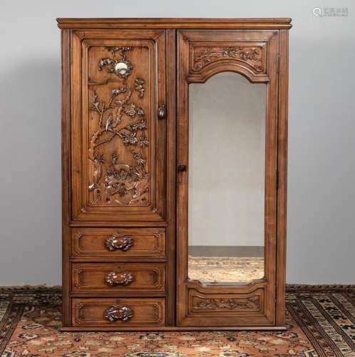 A Chinese hardwood double wardrobe, 72 x 52 x 28 in. (182.9 ...