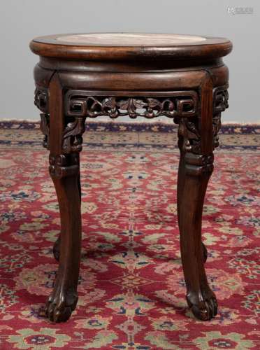A Chinese rosewood marble topped side table. 21 x 16 in. (53...