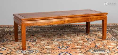 A Chinese rectangular hardwood coffee table. 16 x 50 x 20 in...