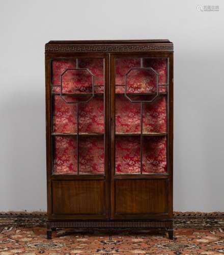 A Chinese rosewood display cabinet, 56 x 12 x 35 in. (142.2 ...