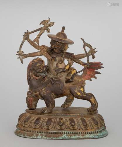 A bronze figure of guardian. 7 1/2 in. (19.1 cm.) h.