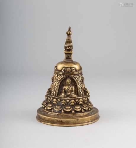 A Sino-Tibetan bronze stupa. 6 3/4 in. (17.1 cm.) h.