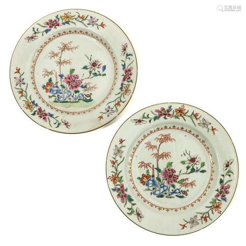 A Pair of Famille Rose Plates