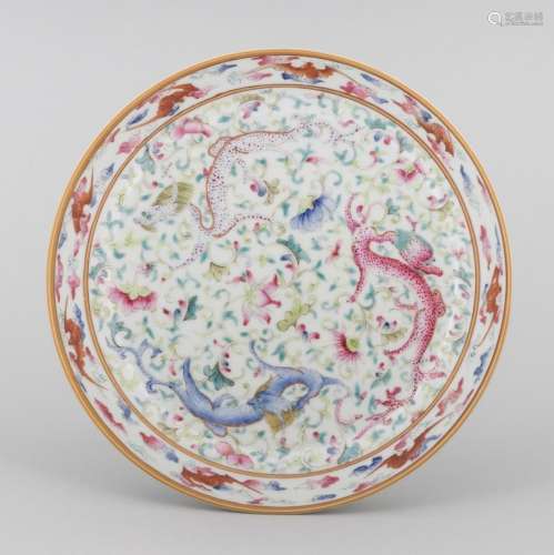 A Chinese white ground enamelled dish, 7 in. (17.8 cm.) d.