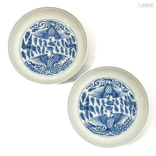 A Pair of Blue and White Plates