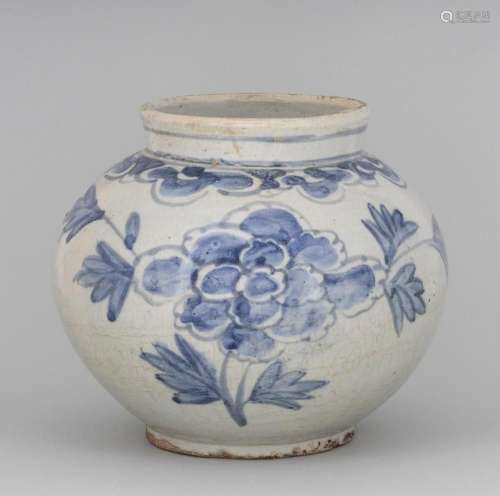 A Korean Choson dynasty blue and white globular vase, 6 1/2 ...