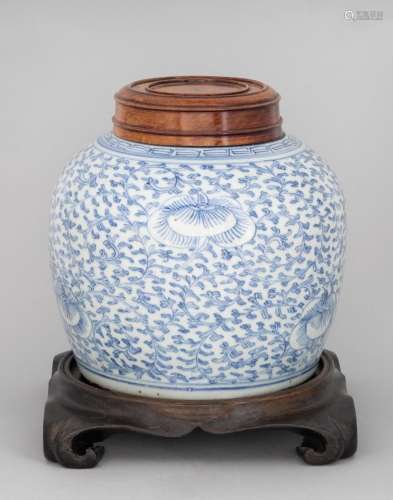 A 19th c. Chinese blue and white lidded ginger jar, 8 in. (2...