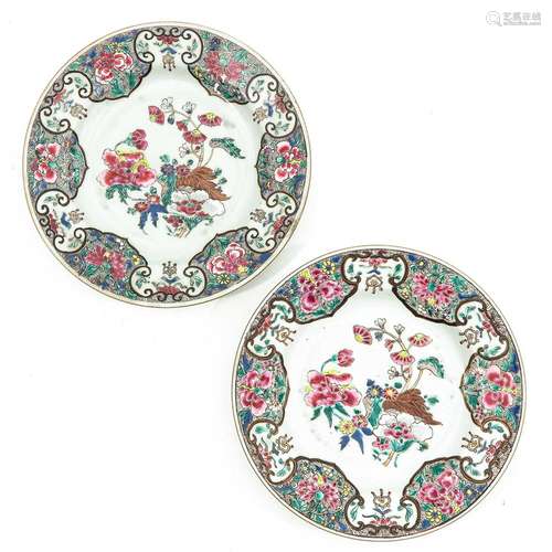 A Pair of Famille Rose Plates